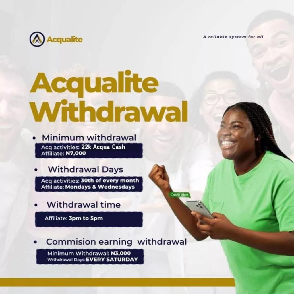 Acqualite Withdrawals